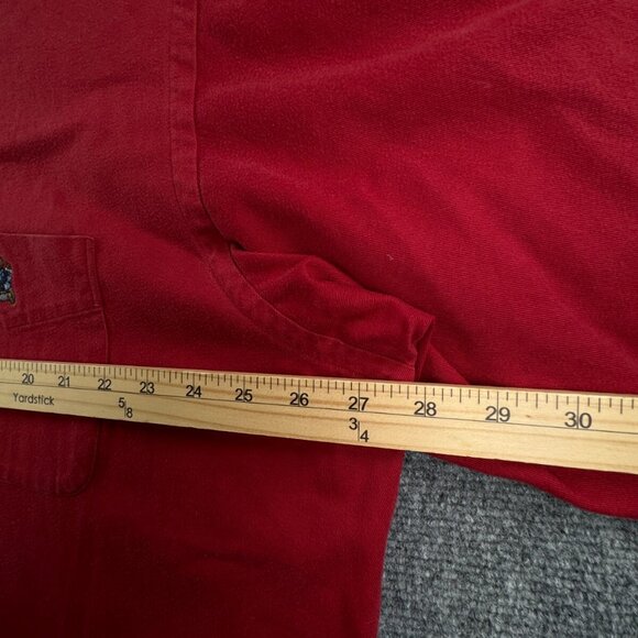 VTG Ralph Lauren Polo Bear Logo Combed Cotton Button Up Shirt Men Red Heavy Soft - Picture 7 of 16